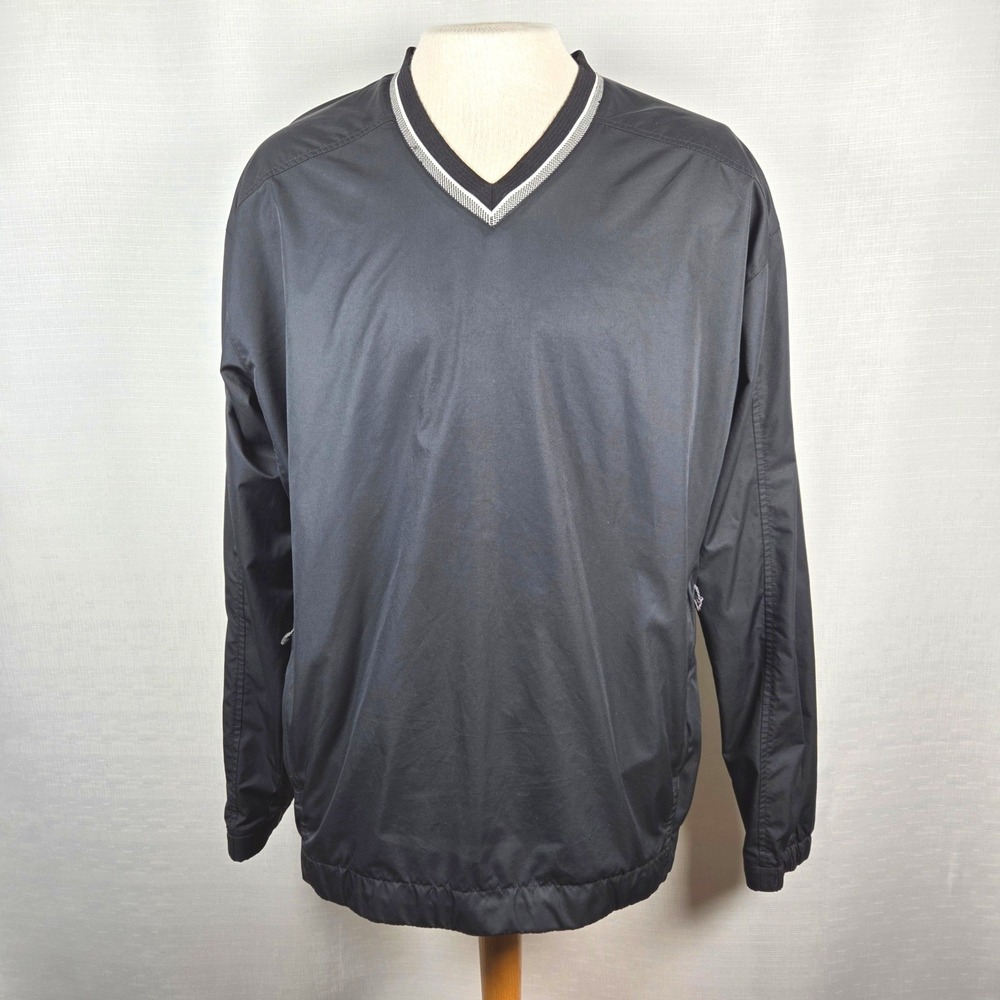 VTG Nike Golf Clima Fit Pullover Jacket Black Men's Large Lightweight V Neck